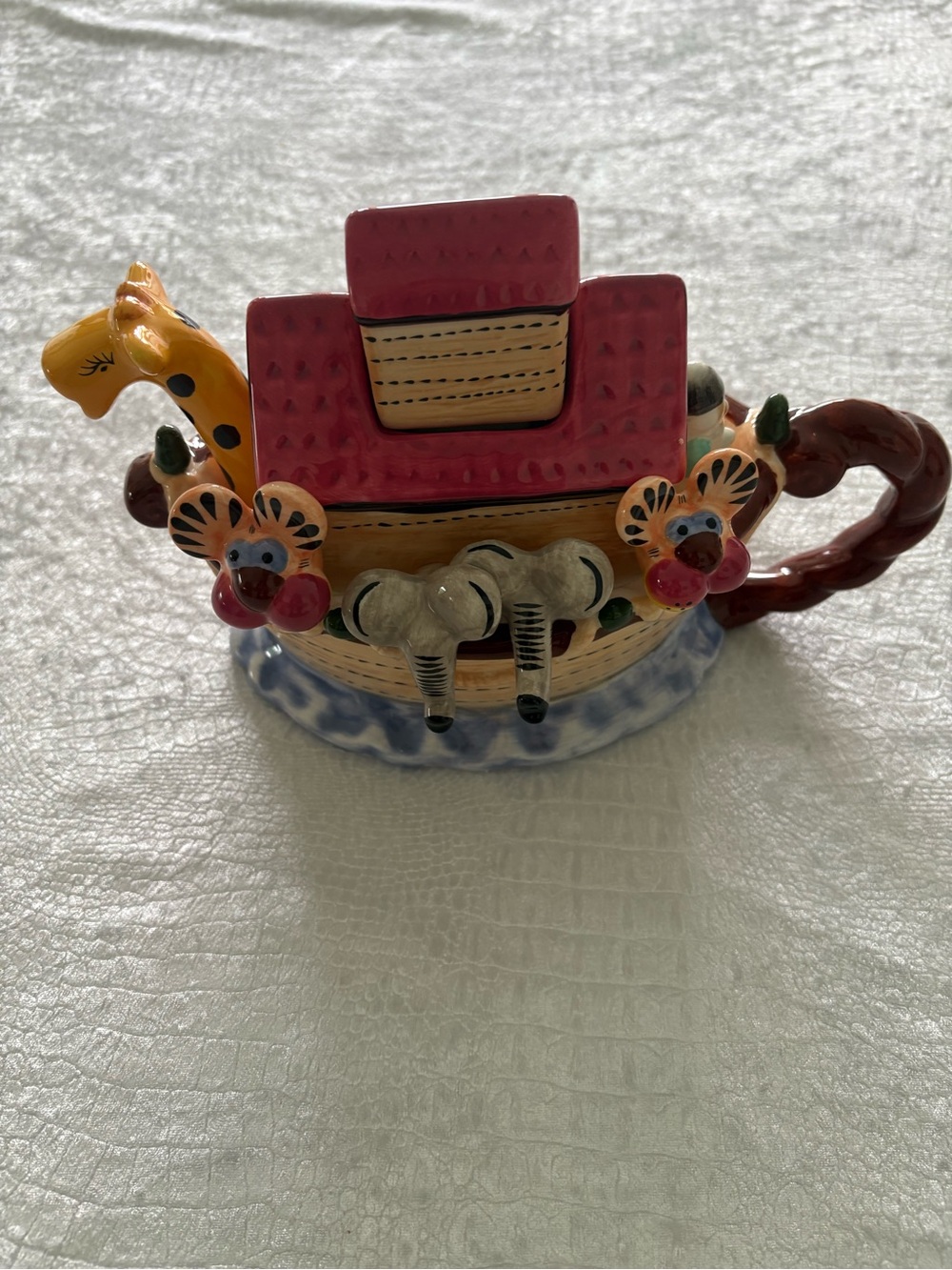 Vintage Colorful Animal Ark Ceramic Teapot